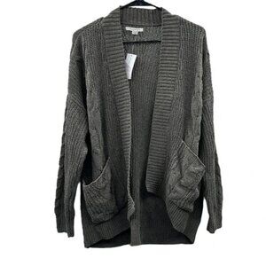 American Eagle Olive Green Soft Cozy Long Sleeve Open Knit Cardigan Size M